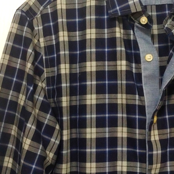 Banana Republic Blue Plaid Slim Fit Shirt. Medium 15 - 15 1/2 - Picture 3 of 10